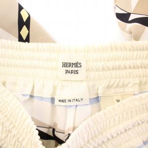 HERMES 23AW フィギュール・アーティスティック ジョガーパンツ シルク 36 アイボリー