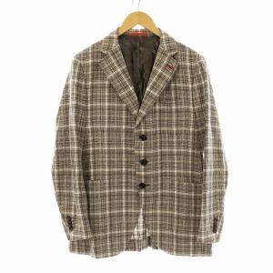SAILOR テーラードジャケット チェック柄 ウール ラペルピン付き 48 ブラウン