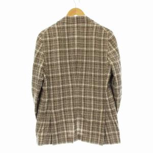 ISAIA SAILOR テーラードジャケット チェック柄 ウール ラペルピン付き 48 ブラウン