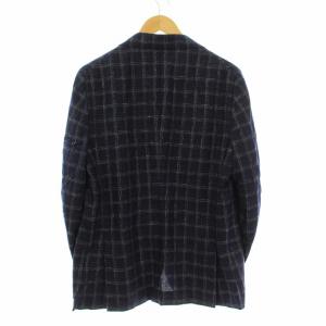 ISAIA SAILOR テーラードジャケット チェック柄 シルク100％ ラペルピン付き 48 ネイビー