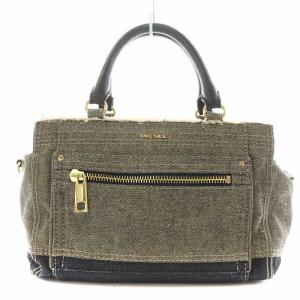 ハンドバッグ ロゴ デニム地 グレー 紺 ネイビー /AN24