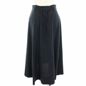 BLUE LABEL CRESTBRIDGE ヘムフレアスカート 麻 リネン混 ロング ミモレ 36 紺 ネイビー 55S53-175-29 /HN