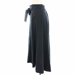 BLUE LABEL CRESTBRIDGE ヘムフレアスカート 麻 リネン混 ロング ミモレ 36 紺 ネイビー 55S53-175-29 /HN
