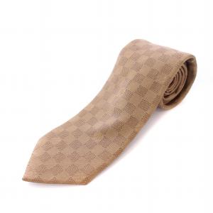 ダミエ ネクタイ レギュラータイ ロゴ チェック柄 シルク 総柄 F 茶 ブラウン /BB OH