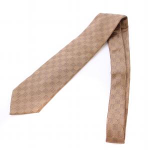 LOUIS VUITTON ダミエ ネクタイ レギュラータイ ロゴ チェック柄 シルク 総柄 F 茶 ブラウン /BB OH