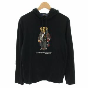プルオーバーパーカー 長袖 ポロベア プリント S 黒 ブラック /YT