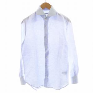 シャツ 長袖 リネン 麻 39/15 1/2 水色 ライトブルー 111X2410 11085 /AN38