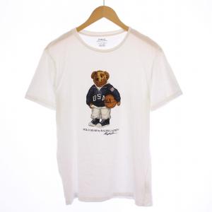 BEAR ベアTシャツ 半袖 クルーネック イラスト プリント S 白 ホワイト /BB