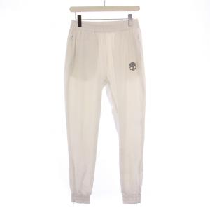 ジョガーパンツ イージー ウエストゴム ストレッチ ドクロ柄 プリント M 白 ホワイト /BB