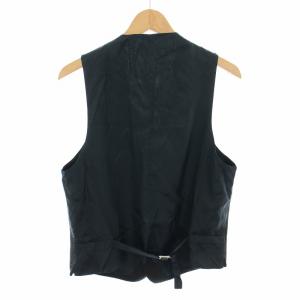 ARMANI COLLEZIONI ベスト 前開き 尾錠 絹 シルク混 50R 黒 ブラック 紺 ネイビー 6F6300 /YT