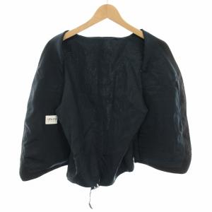 ARMANI COLLEZIONI ベスト 前開き 尾錠 絹 シルク混 50R 黒 ブラック 紺 ネイビー 6F6300 /YT