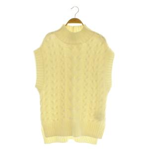 ニットベスト ハイネック ケーブル編み アイボリー /MY OS