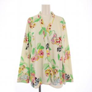 カーディガン 長袖 前開きトッパー 花柄 総柄 44 白 ホワイト マルチカラー /BB