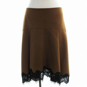 フレアスカート ひざ丈 レース 36 茶 ブラウン 531-6220116 /EE