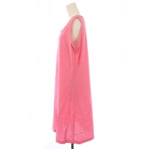 LEONARD SPORT ワンピース ミモレ ロング ノースリーブ クルーネック ラインストーン ロゴ ペチコート付き 42 ピンク