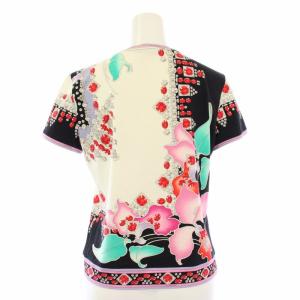 LEONARD FASHION Tシャツ カットソー 半袖 花柄 L 黒 白 0359201 /TK