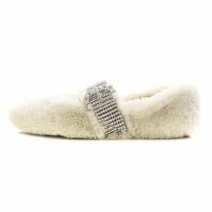 JIMMY CHOO KRISTA FLAT フラットシューズ ファー 37 ホワイト