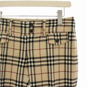 BURBERRY LONDON ワイドパンツ ノバチェック ウール モヘヤ混 38 ベージュ 黒 ブラック 赤 レッド FQF44-516-43