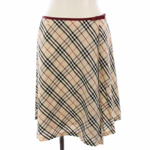 スカート ひざ丈 フレア ノバチェック 160A ベージュ BX111-460-40 /TK
