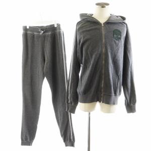 セットアップ パーカー ジップアップ スウェットパンツ ジョガーパンツ ロゴ L グレー /AN16