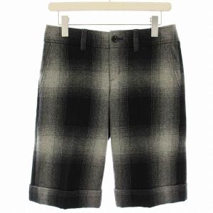 ハーフパンツ ショートパンツ チェック ウール 40 黒 ブラック グレー FQ355-863-07 /HN