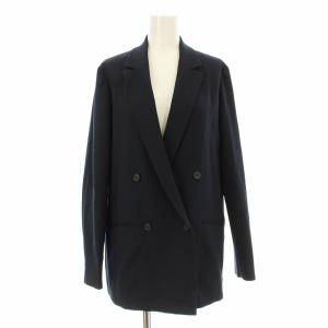 24SS LooseWeave ダブルブレストジャケット テーラードジャケット 麻 リネン混 4 紺 ネイビー