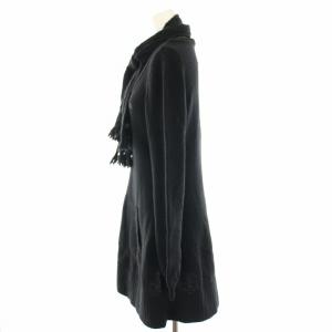 BURBERRY BLUE LABEL ニットワンピース ミニ ウール マフラー付き 長袖 38 黒 ブラック FBF43-859-09 /HN