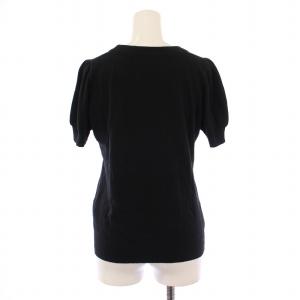 BURBERRY BLUE LABEL ニット 半袖 クルーネック ロゴ カシミヤ混 ウール混 38 黒 ブラック /BB