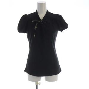 シャツ ブラウス チェック リボン 半袖 38 黒 ブラック FA579-218-09 /RO