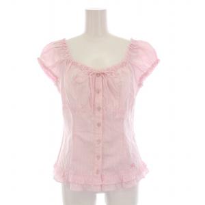 シャツ ブラウス 半袖 ストライプ 38 ピンク FE538-405-10 /YM