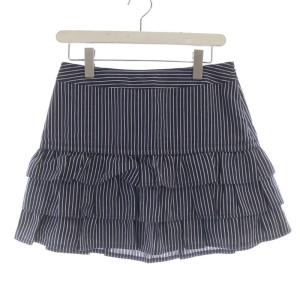 ティアードスカート ミニ ストライプ フリル 38 紺 ネイビー 白 ホワイト FX523-356-30