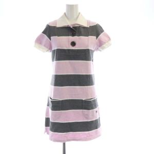 ワンピース ミニ ボーダー 半袖 38 紫 パープル グレー FA534-122-13 /RO