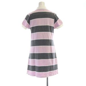 BURBERRY BLUE LABEL ワンピース ミニ ボーダー 半袖 38 紫 パープル グレー FA534-122-13 /RO