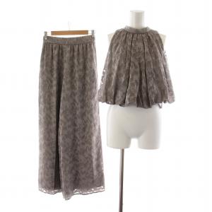 タグ付き 25SS リボンブラウス&ワイドパンツセットアップ シャツ ノースリーブ バギー イージー 36