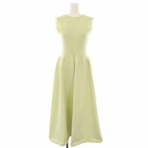 24SS ホールガーメントビスチェ切替ワンピース ニットワンピース ロング ノースリーブ 2 黄緑 イエローグリーン