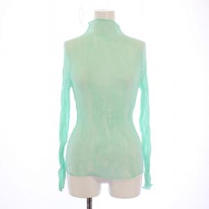 24SS カットソー 長袖 ハイネック ストレッチ シアー シースルー 2 水色 ライトブルー /BB