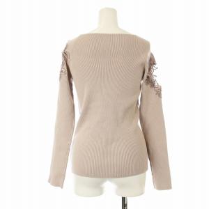 Apuweiser-riche 24AW リブニット 長袖 アシメ刺繍 レース 2 ピンクベージュ 24355801 /OR