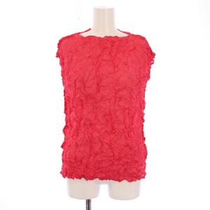 カットソー ノースリーブ ボートネック ストレッチ シワ加工 F ピンク /BB