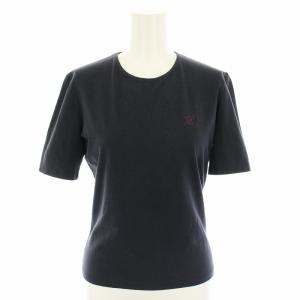Tシャツ カットソー クルーネック 半袖 マカダム 刺繍 42 紺 ネイビー /YT