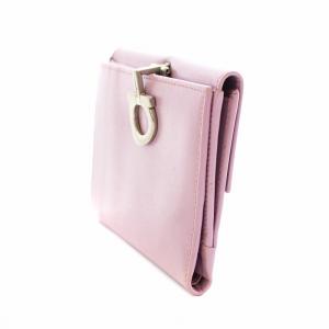 Salvatore Ferragamo ガンチーニ 二つ折り 財布 ウォレット レザー 小銭入れあり ピンク IY-221201 /KU OH