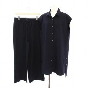 セットアップ 上下 ノースリーブ シャツ ロングパンツ LL 紺 13660-01192 /YM