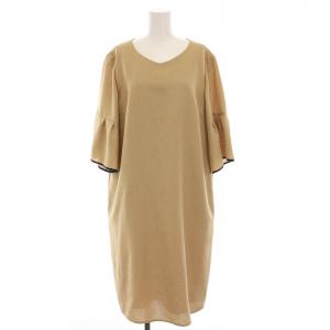 ワンピース ひざ丈 七分袖 大きいサイズ 13+ ベージュ IC-1705274 /YM
