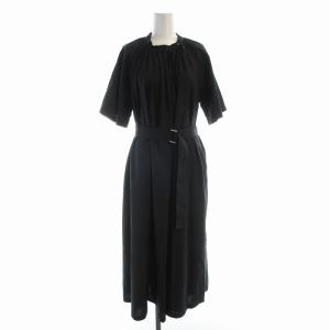 ワンピース ロング 半袖 ベルト M 黒 ブラック ZU93FH250 /EE