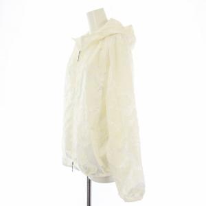 dama collection 3Dレース刺繍 フーデットブルゾン ジップアップパーカー 花柄 LL 白 12961-04899 /TK