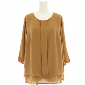 ORIGINAL ブラウス シャツ プルオーバー タック 七分袖 大きいサイズ 13 キャメル TT65005Q
