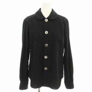 コムコム AD2010 丸襟 ウールシャツ RF-B012 長袖 シャツ ブラウス S 黒 ブラック /G