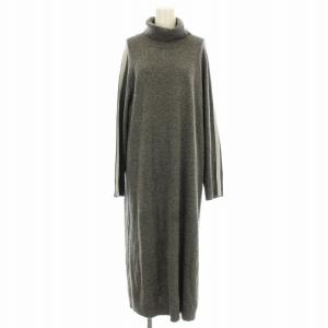 ニットワンピース タートルネック 12961-05951 ウール カシミヤ混 ロング 長袖 3L グレー
