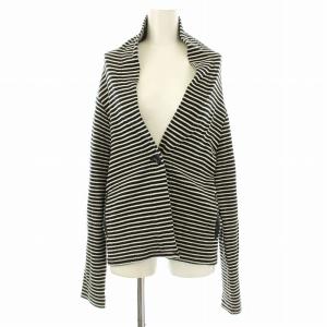 ヨウジヤマモト カーディガン ボーダー柄 長袖 黒 ブラック 白 ホワイト /OR