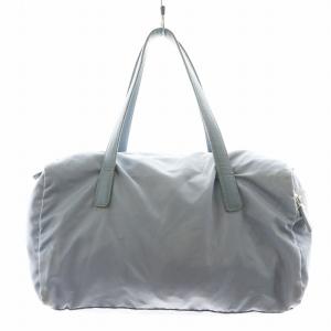 PRADA 三角プレート トライアングルロゴ ハンドバッグ ナイロン レザー 水色 ライトブルー /AN3 D OH