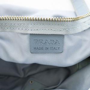 PRADA 三角プレート トライアングルロゴ ハンドバッグ ナイロン レザー 水色 ライトブルー /AN3 D OH